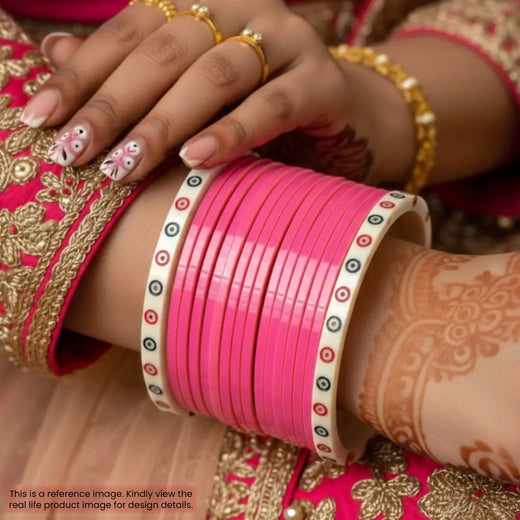 Pink Semi Pearl Chooda – Chotteylal & Sons Set of 15