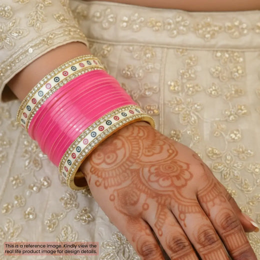 Pink Semi Pearl Bridal Chooda – Chotteylal & Sons Set of 11