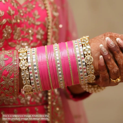 Pink Semi Pearl Bridal Chooda – Chotteylal & Sons Set of 31