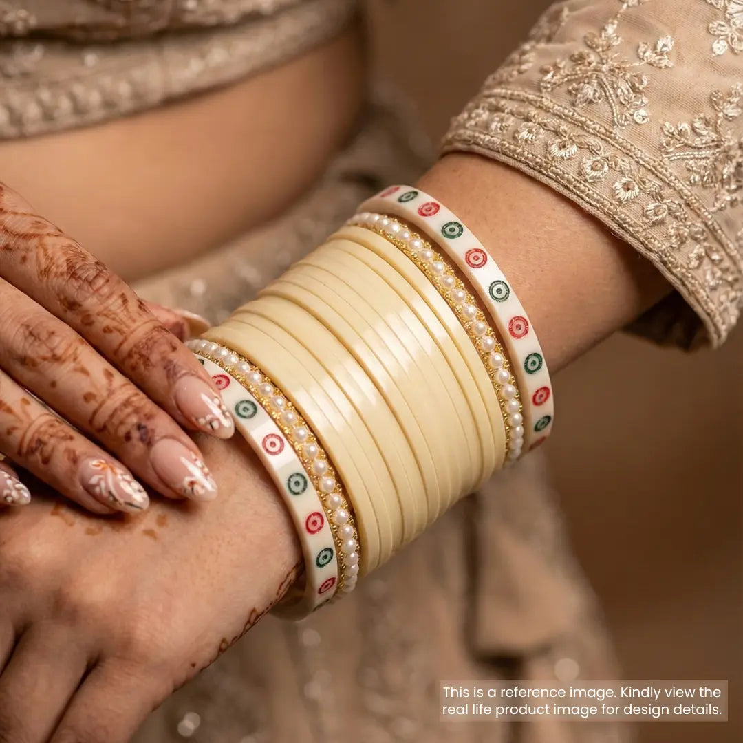 Semi Pearl Ivory Chooda Set of 11