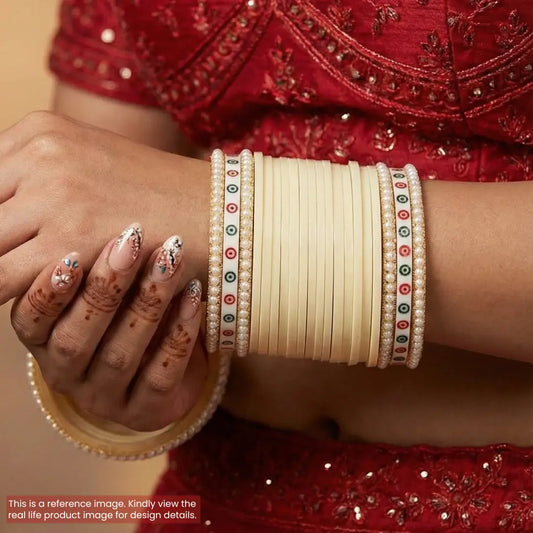 Semi Pearl Ivory Chooda Set of 15