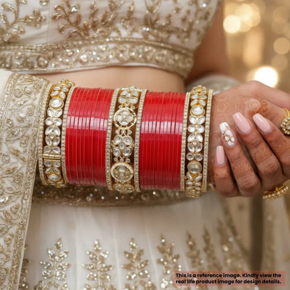 Semi Pearl Red Chooda Set of 21