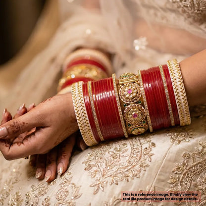 Semi Pearl Maroon Chooda Set of 21