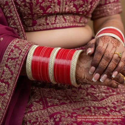 Semi Pearl Dark Red Chooda Set of 31