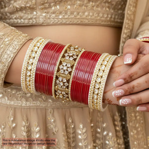 Maroon Semi Pearl Chooda – 21-Piece Bridal Set