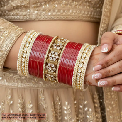 Maroon Semi Pearl Chooda – 21-Piece Bridal Set