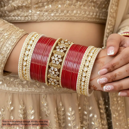 Maroon Semi Pearl Chooda – 21-Piece Bridal Set