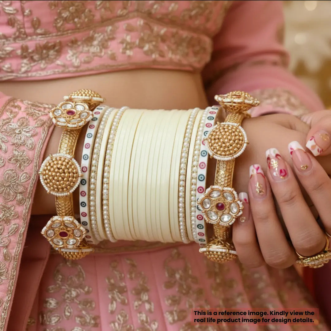 Semi Pearl Ivory Chooda Set of 15