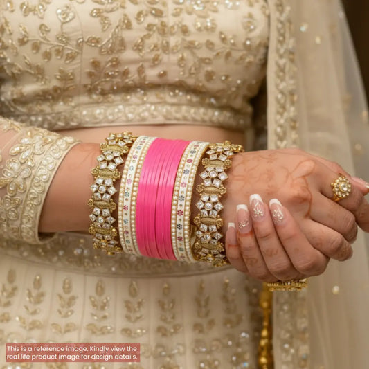 Semi Pearl Pink Chooda Set of 11