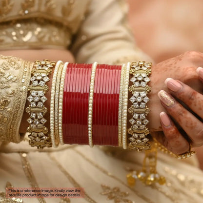 Semi Pearl Maroon Chooda Set of 21