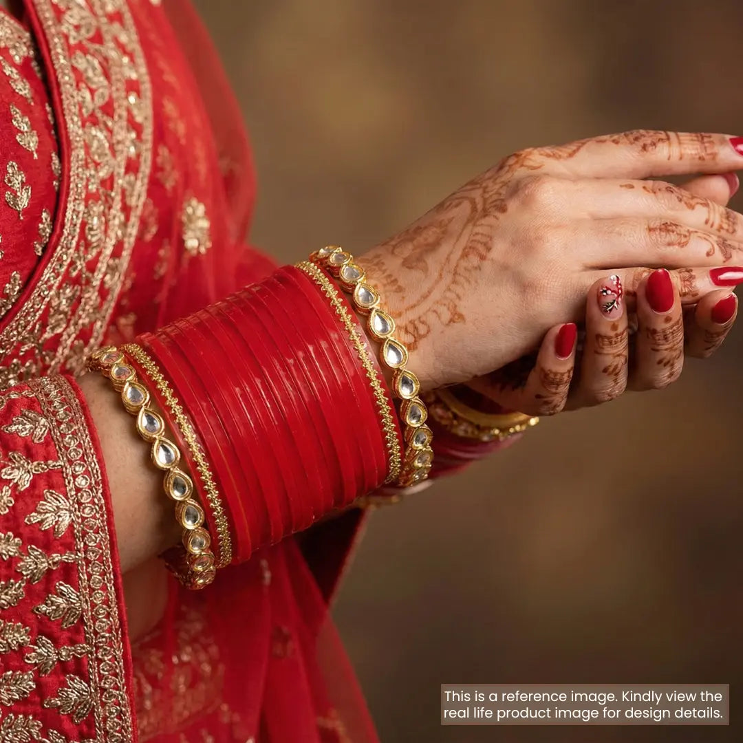 Semi Pearl Dark Maroon Chooda Set of 11