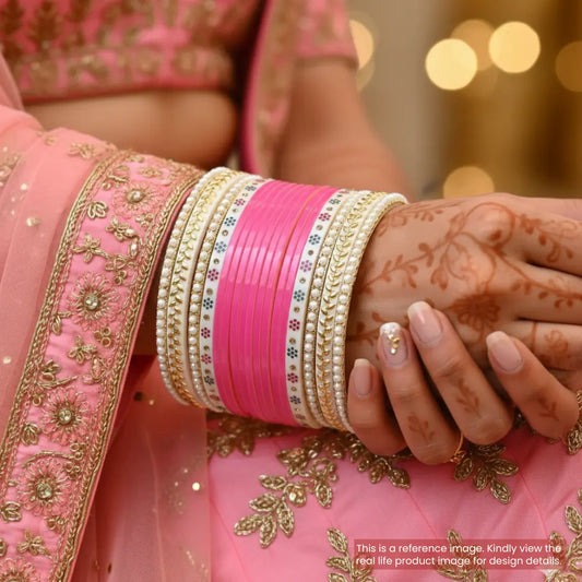 Semi Pearl Pink Chooda Set of 11