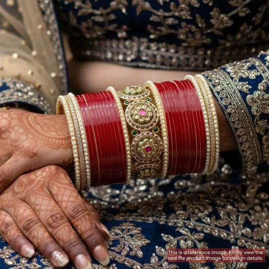 Semi Pearl Maroon Chooda Set of 21