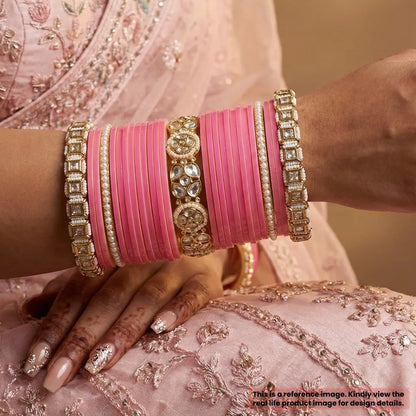 Semi Pearl Pink Chooda Set of 21