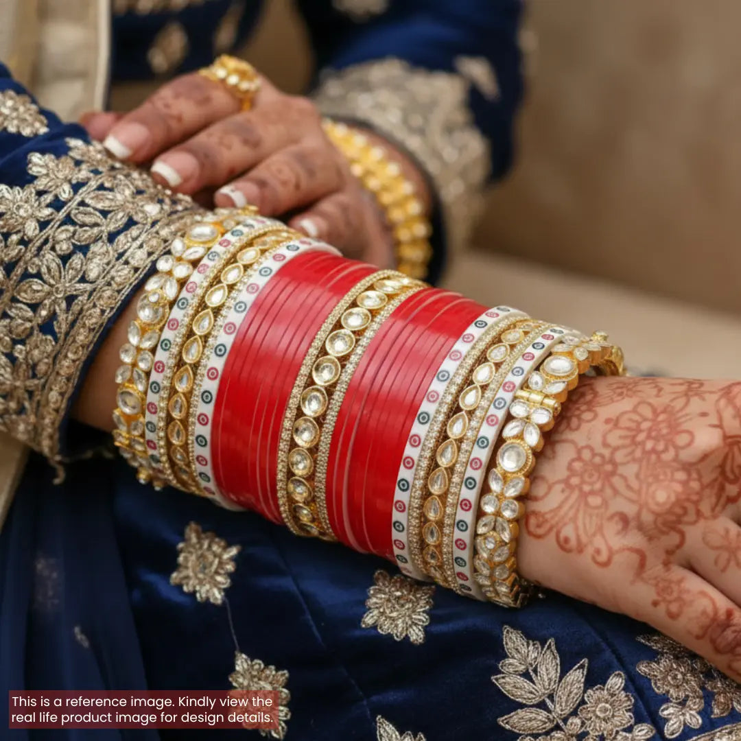 Semi Pearl Red Chooda Set of 21