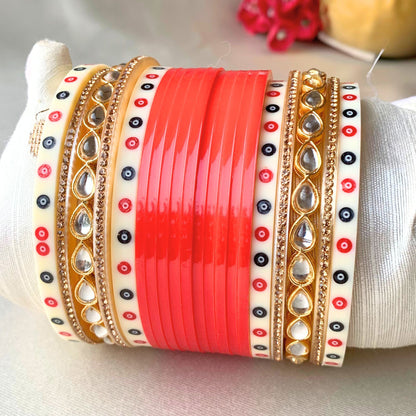 Pure Pearl Classic Kundan Red Chooda