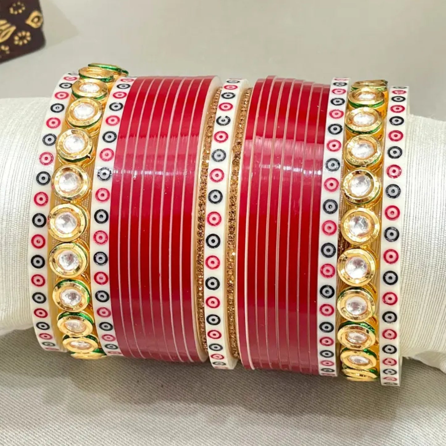 Pure Pearl Elegant Kundan Dark Red Chooda