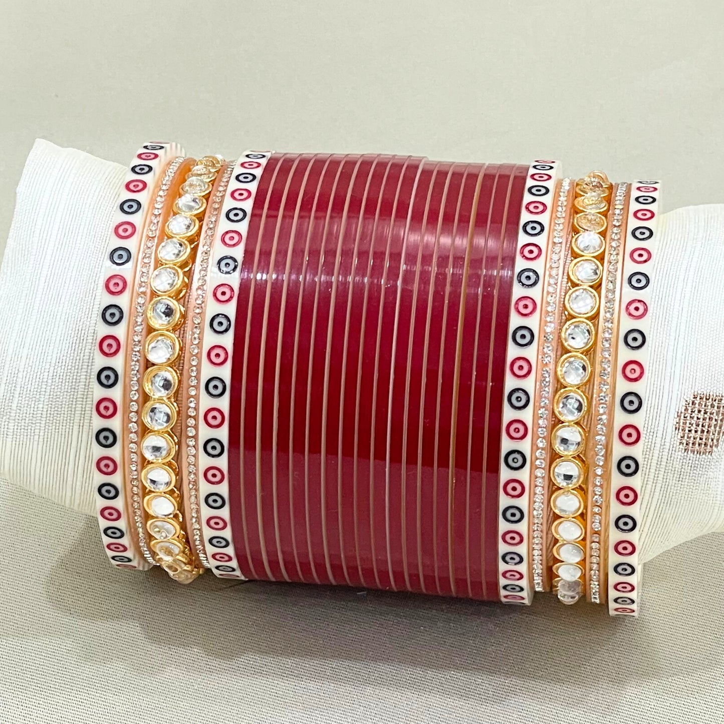 Pure Pearl Classic Kundan Dark Red Chooda