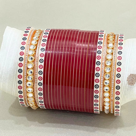 dark red bridal chura