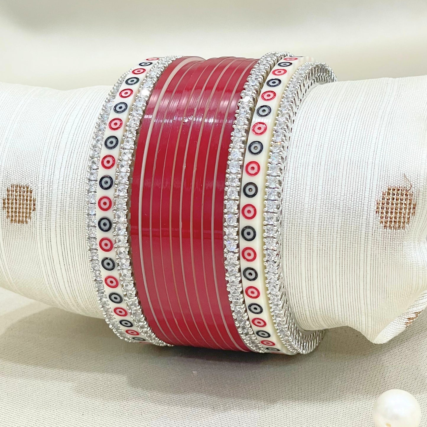 Pure Pearl Stylish Diamond Dark Red Chooda