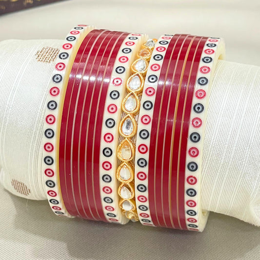 Pure Pearl Elegant Kundan Dark Red Chooda