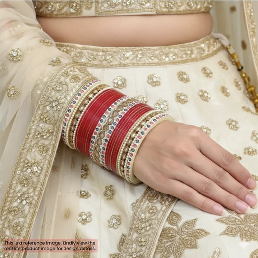 Pure Pearl Magnificient Stone Dark Red Chooda Set of 25