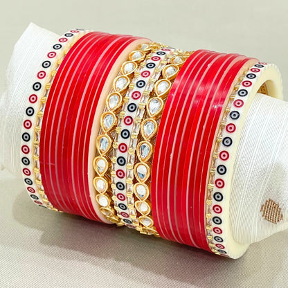 Pure Pearl Shimmer Kundan Diamond Red Chooda