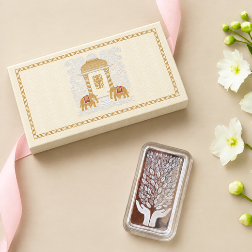 Leaf In Hand Blessings - 999 Silver Bar Coin, Single (Multiple Weights)