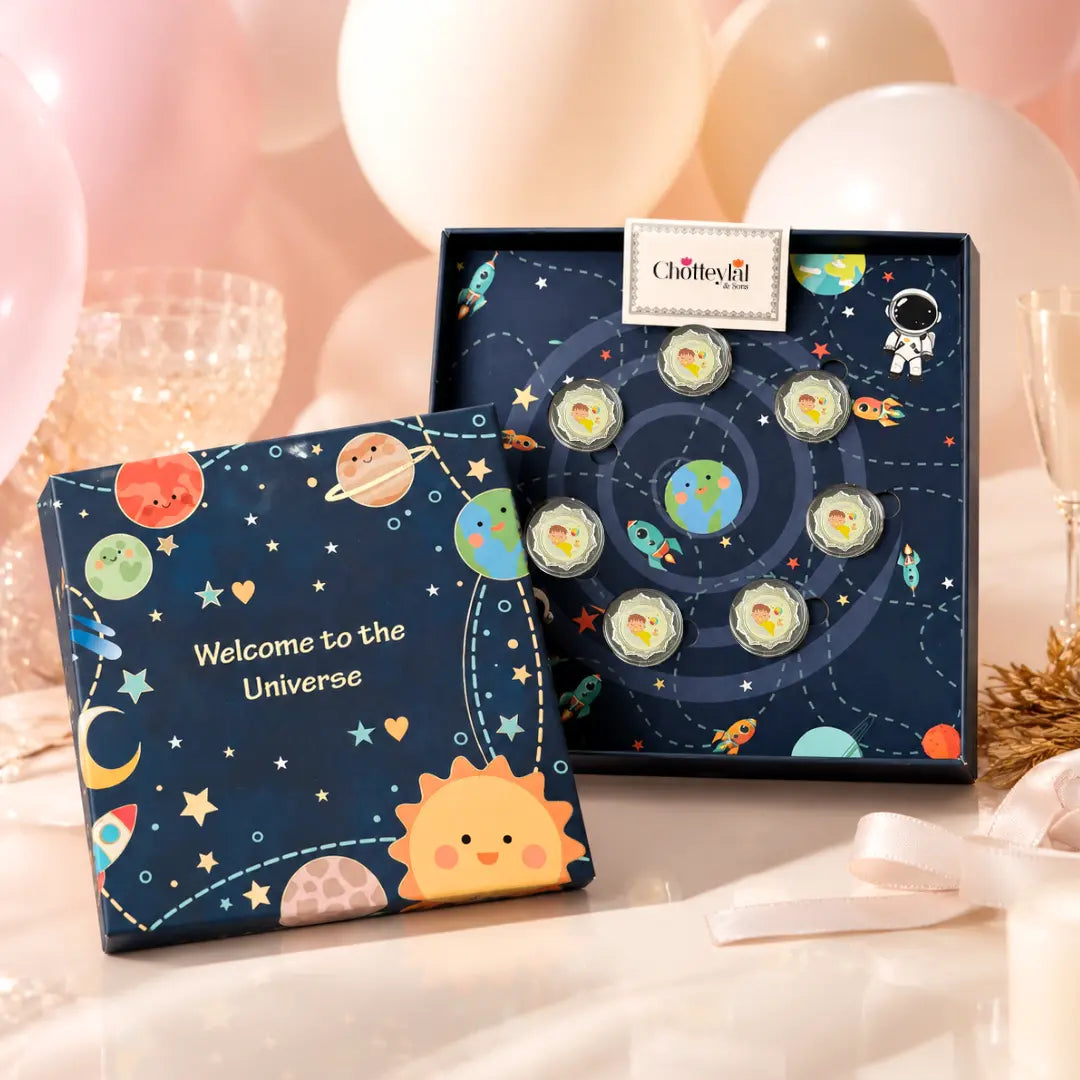 Premium Welcome to the Universe Silver Coin Gift Box – 7g Set (7 Coins x 1g Each)