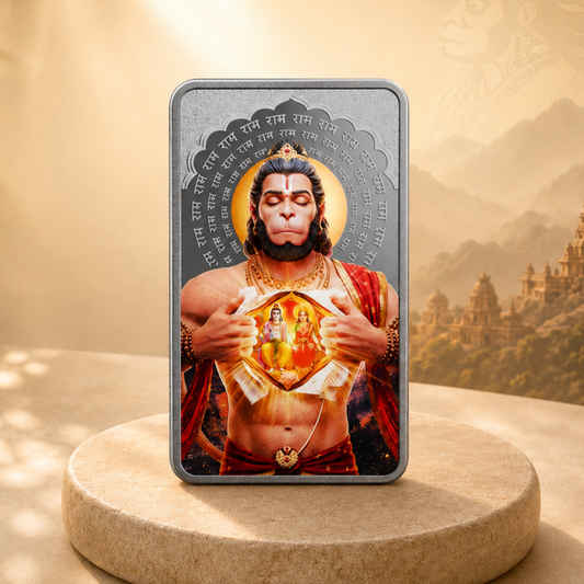 MMTC 50g Hanuman Ji 999 Pure Silver Coin