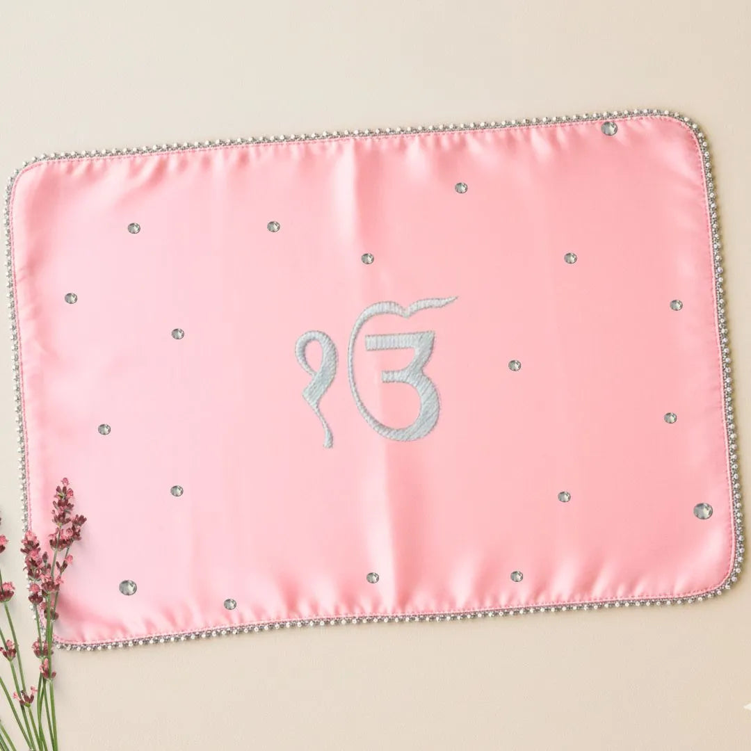 Baby Pink Ik Onkar Motif Mehendi Mat