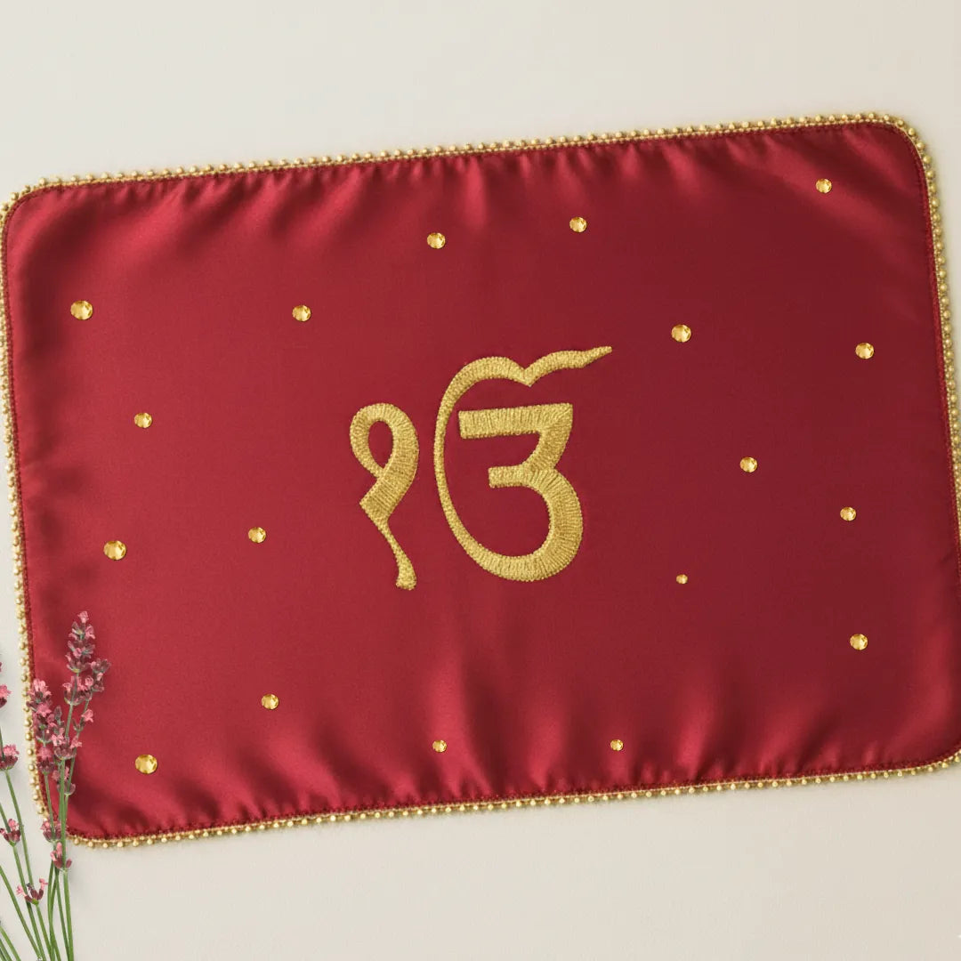Red Ik Onkar Motif Mehendi Mat