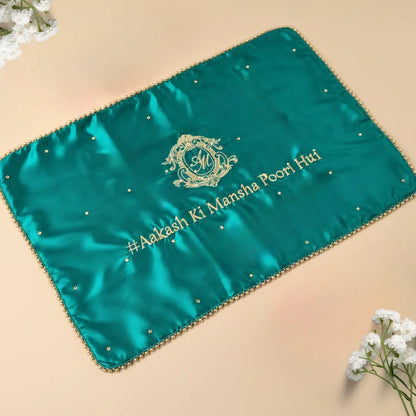 Green Mehndi Mat Customizable With Logo and 1 Line Text