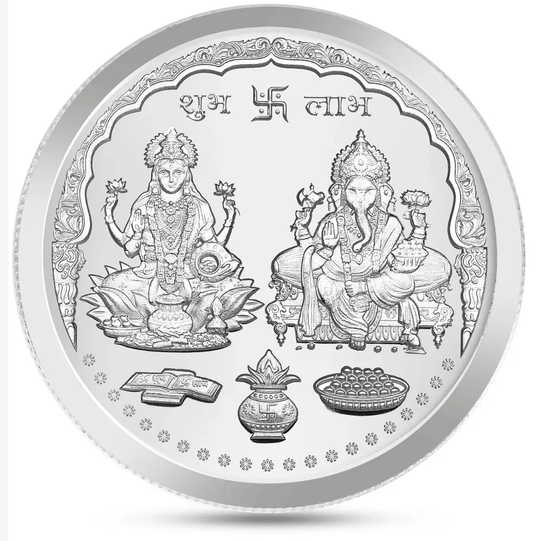 999 Pure Laxmi Ganesh 10 gm Silver Coin Set With Red Box