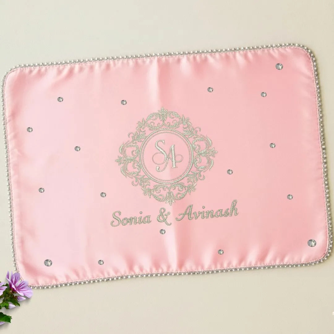 Baby Pink Mehndi Mat Customizable With Logo and 1 Line Text
