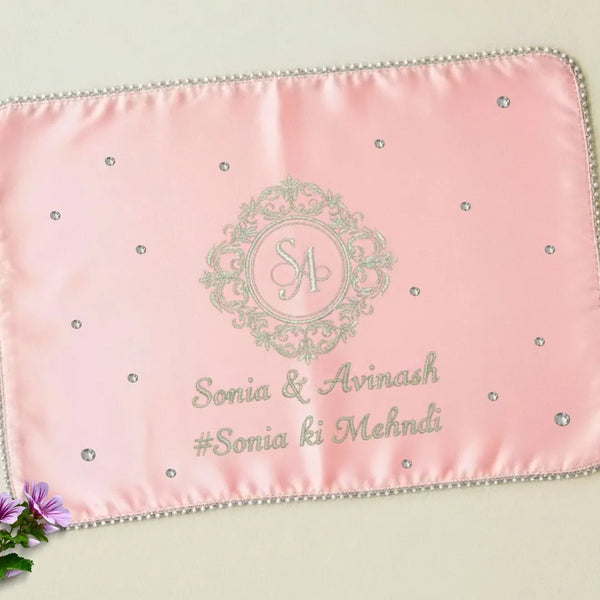 Baby Pink Mehndi Mat Customizable With Logo and 2 Line Text
