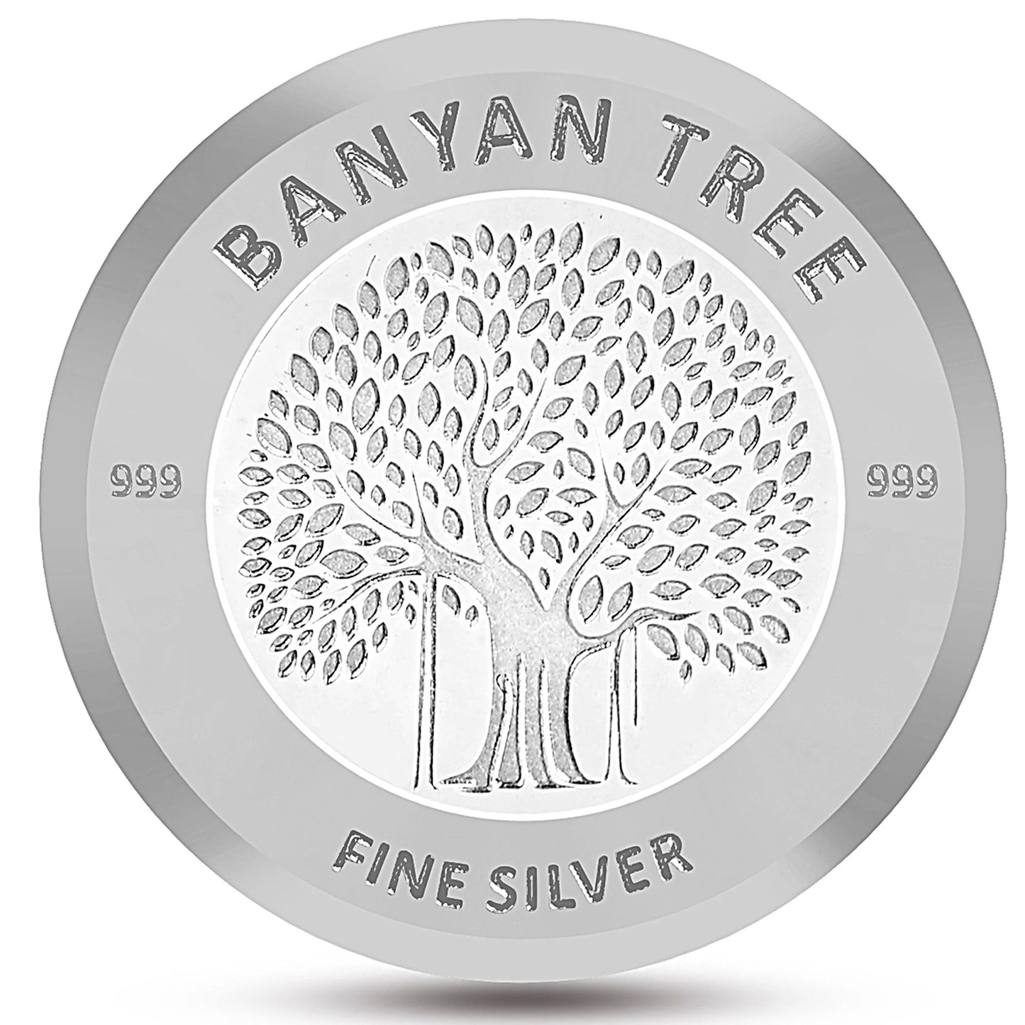 Banyan Tree Design, Silver Finish, Round Shape, Set of 3 Coins (3 Gram Each), 999 Purity Silver Coin - Customizable Packaging