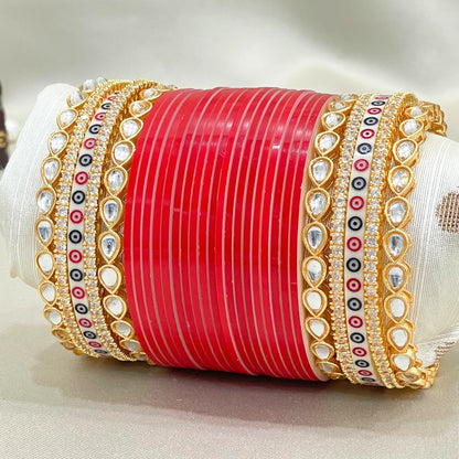 Pure Pearl Golden Glamour Kundan Red Chooda