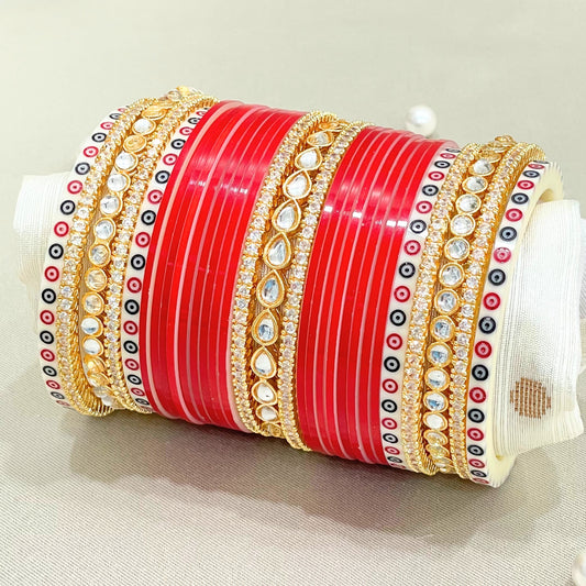 Pure Pearl Shimmer Kundan Diamond Red Chooda