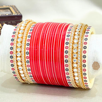 Pure Pearl Classic Shimmer Kundan Diamond Red Chooda