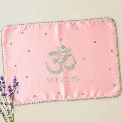 Baby Pink Om Motif Mehendi Mat With 1 Line Text