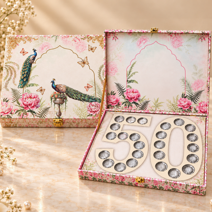Celebration Peacock Design 25 Coin Box, Banyan Tree Design, Star Shape - Set of 25 Coins (2 g Each, Total 50 g)