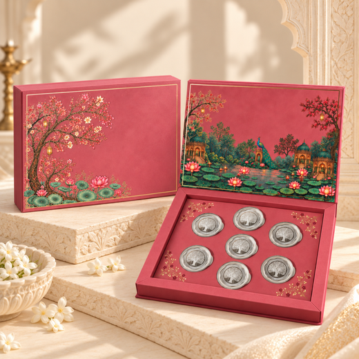 999 Pure Silver Flower Banyan Tree Coins Set of 7 | 5g Each