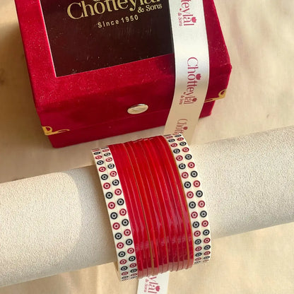 Pure Pearl Classic Heritage Diamond Dark Red Chooda Set of 15