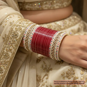 Pure Pearl Bliss Stone Dark Red Chooda Set of 25