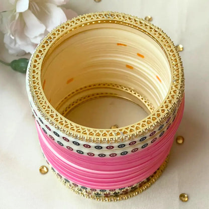 Pure Pearl Classic Diamond Heritage Pink Chooda Set of 31