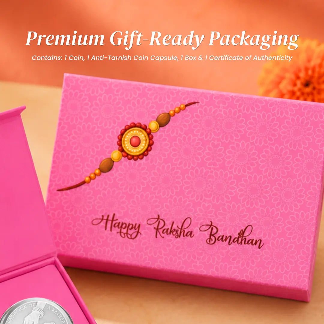 Classic Happy Rakhi Gift, Rakhi On Hand Coin - Set of 2 Coins (10 g Each, Total 20 g)