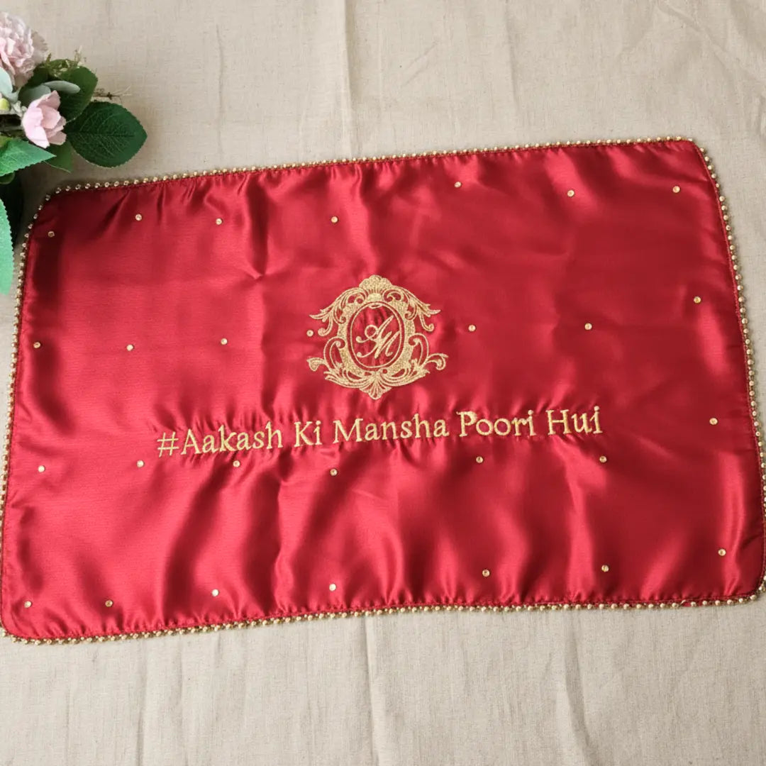 Chotteylal and Sons Dark Pink Satin Mehndi Mat with text