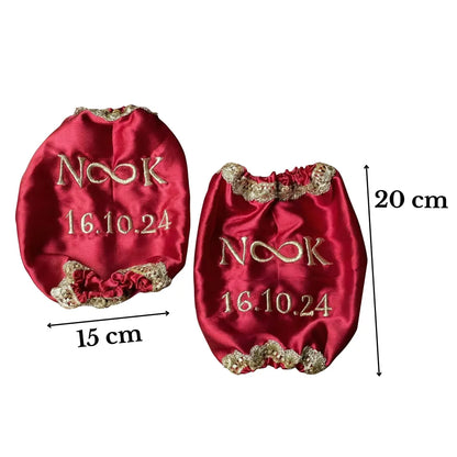 Classic Antique Customisation Bridal Red Chooda Cover – Logo and Date | Chotteylal and Sons