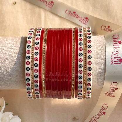 Pure Pearl Classic Heritage Diamond Maroon Chooda Set of 15